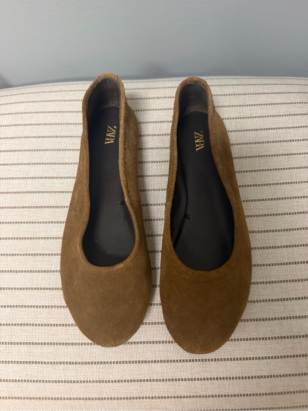 Zara Brown Suede Ballet Flats